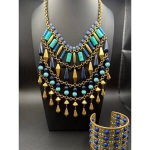 Stella & Dot Malta Bib Necklace and Abacus Cuff Bracelet